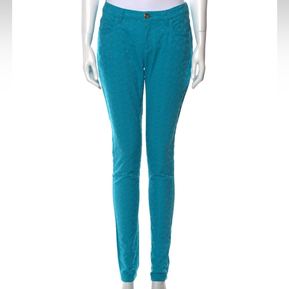Versace Blue Medusa Print Skinny Leg Jeans - Size Medium
